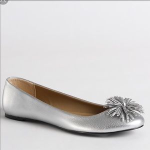 J.Crew Sliver Tassle Round Toe Ballet Flats